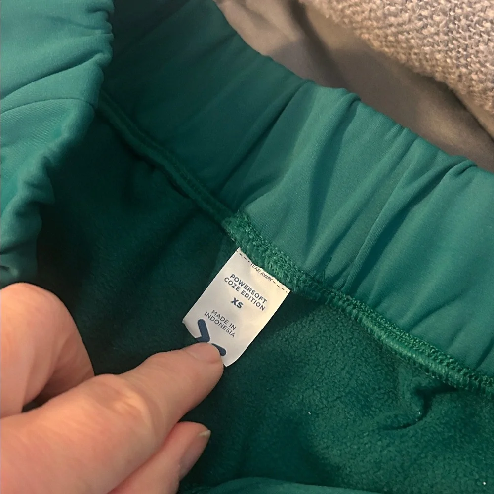 Green and White Women's Pants High Waisted Brushed PowerSoft NEW XS Track Retro - Picture 10 of 10